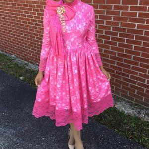 Custom Made Pink Lace Dress